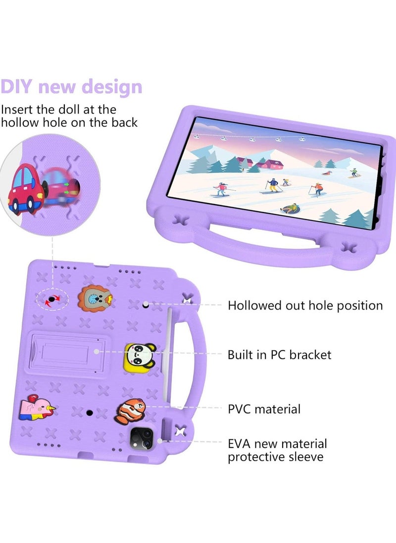 Shockproof Case Compatible with iPad 10th Generation,10.9 Inch 2022 Model, DIY Kids Cover with Pencil Holder/Handle/Stand/Shoulder Strap/Screen Protector,Light Purple - Image 3